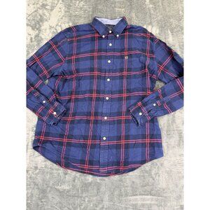 Crown & Ivy Mens Large Classic Fit Plaid Button-Up Shirt Blue/Red